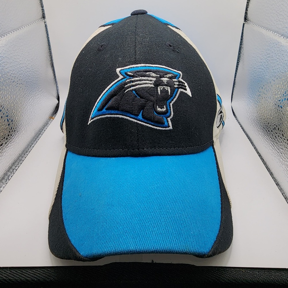 Carolina Panthers Reebok NFL Equipment Hat Mens OSFA Blue Black Stretch Fit Cap